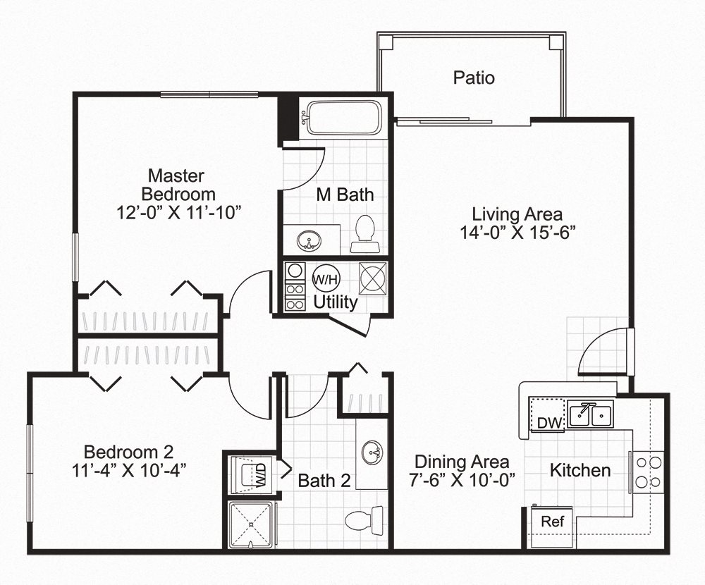 B2 Ardenne Apartments 2 bed 2 bath 897 sqft with patio/balcony